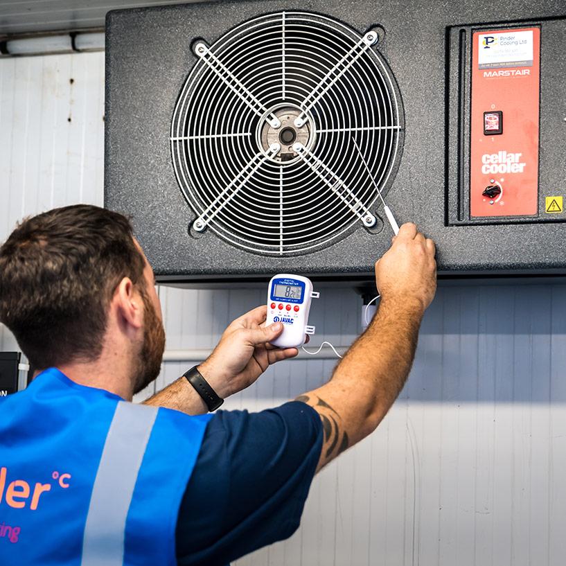 Pinder Cooling engineer maintaining Marstair Cellar Cooling equipment